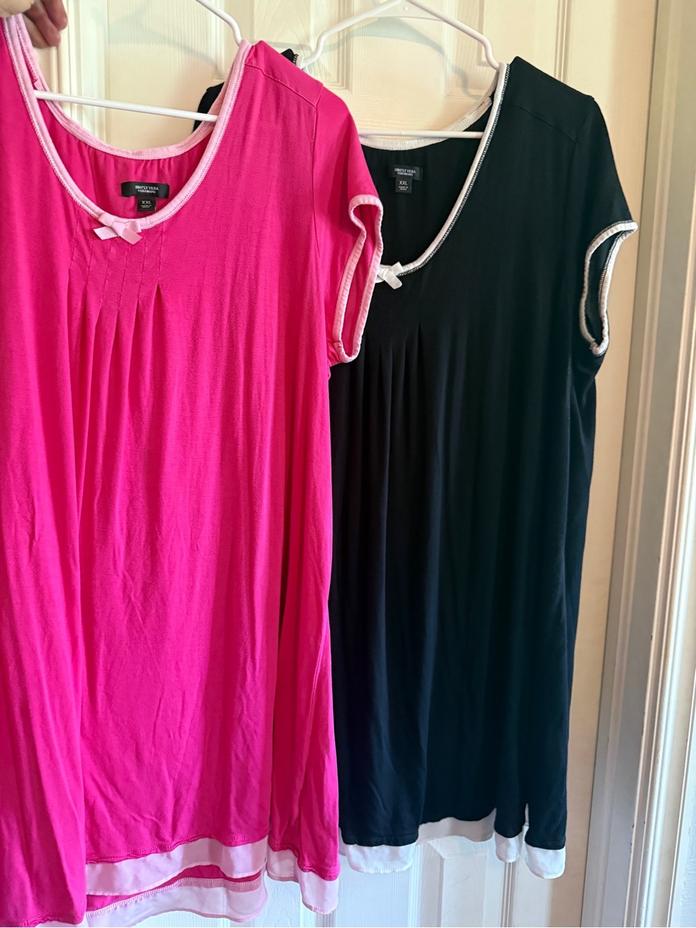 Simply Vera - Set of 2 Women’s Pink and Black Short Sleeve Nightshirt